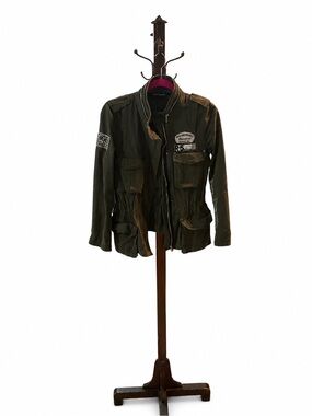 GPX New York Olive Green Military Utility Jacket Women’s Full Zip Cargo Coat Sm